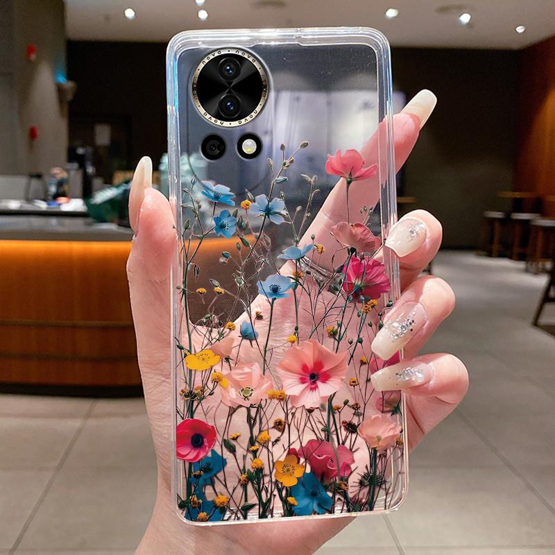 Nova12 Hülle Klar Luxus Mode Schmetterling Blume Weiches TPU Silikon Rückabdeckung Für Huawei Nova 12 Pro Transparente Handyhüllen