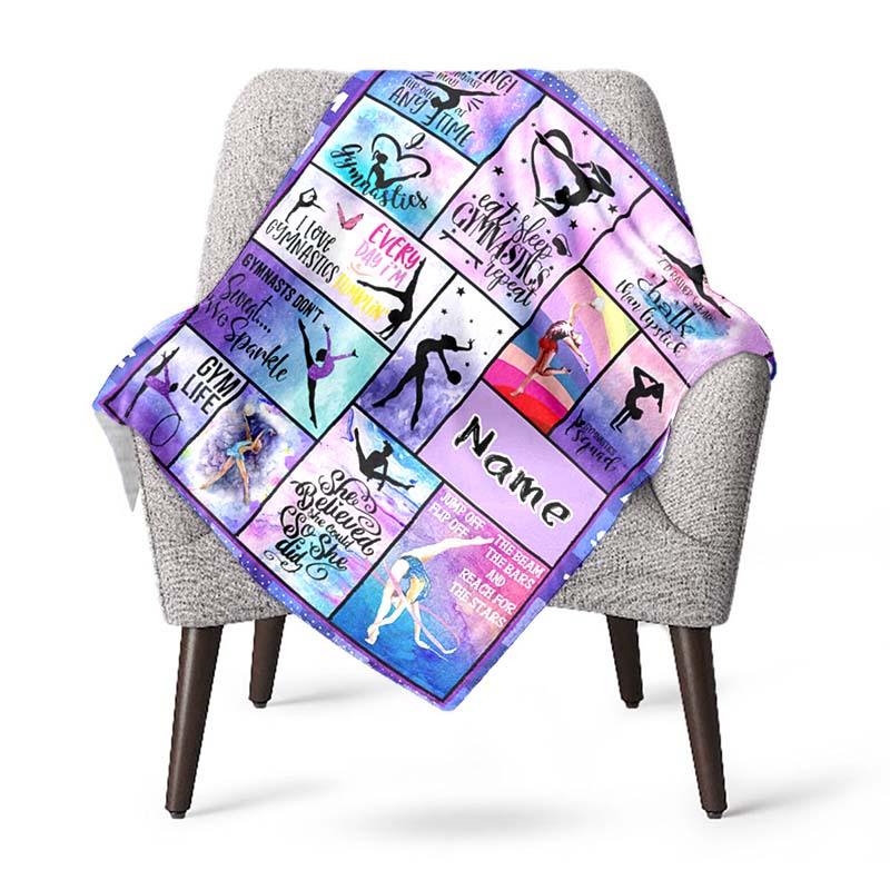 Gymnastics Customize Your Name Blanket Used For Chair Office Sofa Bed Camping Soft And Warm Giving Friends And Relatives Birthday Graduation Gift