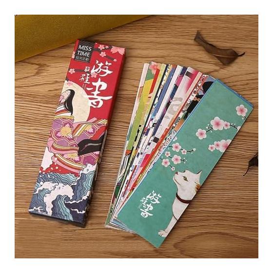 30 Pcs Colorful Washi Bookmarks for Kids, Paper Book Markers for Library Classroom, Reading Gifts for Book Lovers, Japanese Style