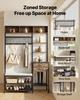 Hall Tree, 1800 mm Coat Rack with Shoe Bench & 2 Drawers, 3-in-1 Freestanding Shoe Rack Storage Organizer with Bookshelf & Wire Shelf, Steel Frame