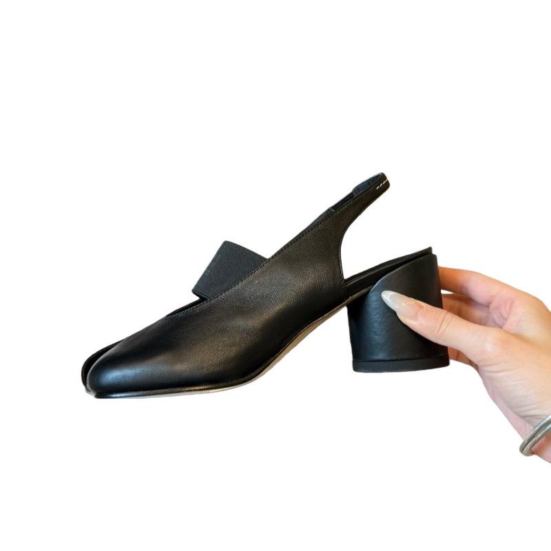 MM6 Samt Riemen Flache Sandalen - Frühling/Sommer '26 - Apfel Zehenpartie, Elastisches Band, Vielseitiges High Heel Design