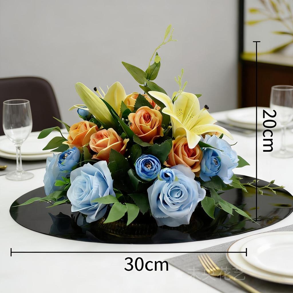 Round Lily Style Table Centerpiece: Artificial Floral Arrangement for Restaurants & Hotels
