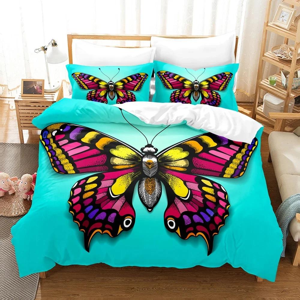 Magic Butterfly Pattern Duvet Cover with Pillow Cover Bedding Set Single Double Twin Full Queen King Size Home Bed Cover Set