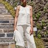 European and American Neck Vest French Pure Linen Temperament Commuter Versatile Sleeveless Off-the-shoulder Top Women
