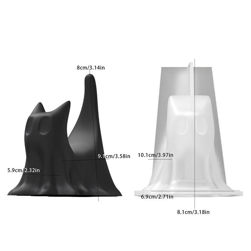 

1 шт. и формы для свечей Милая силиконовая форма для фигурок на Хэллоуин Жуткий декор Смола DIY Гипс Вечеринки Привидение Кот 2 стиля