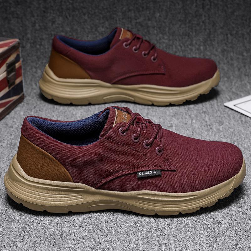 

Mens Canvas Shoes Breathable Loose Casual Board Thick Soled Student Shoes Soft Sole Super Wear-resistant Lazy Shoes for Men 39 бордовый
