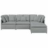 Modular Sofa with Footstool and Cushions Fabric Light Grey