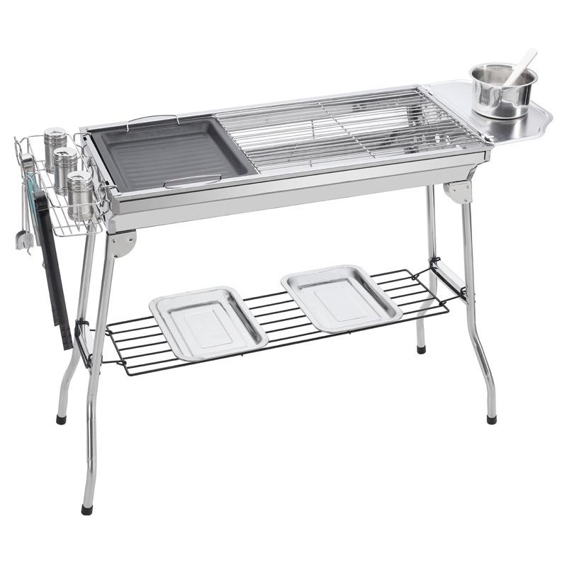 Large Portable Stainless Steel Charcoal BBQ Grill - Outdoor Folding Patio Oven