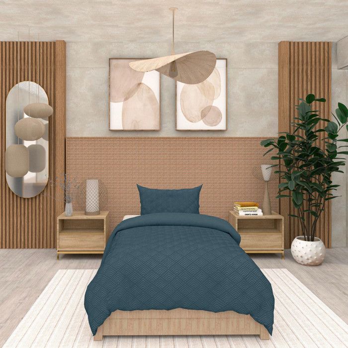 3D Microfiber Duvet Cover Set 140x200 Cm GAIA Teal, by Soleil d'Ocre