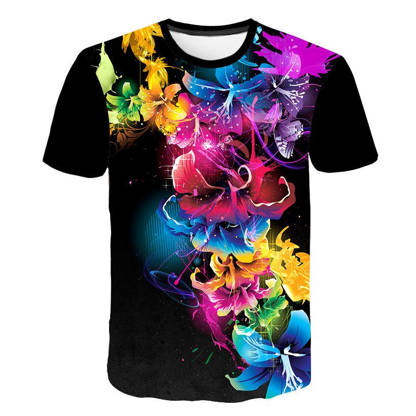 Unisex Plant, Flower & Leaf Print T-Shirt - Crew Neck, Short Sleeve & Breathable