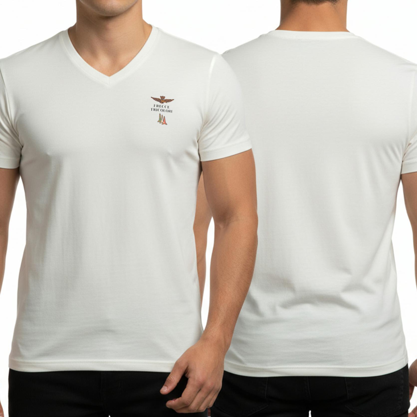 SuperMerchantEU Aeronautica Militare witte t-shirt heren v-hals SCOTI006J508-73009 XL