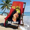 Custom Name Personalized Billie Eilish Print Beach Towel, for Trip Camping Beach Party Home Decor, Birthday Gift for Family & Friends