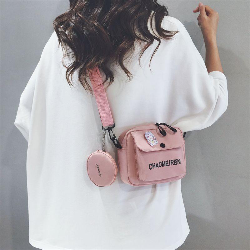 

Cute Canvas Small Bag Female 2025 New Arrival Casual Easiest for Match Niche Style Mobile Phone Bag Student Kids Cartoon Crossbody Bag Pink