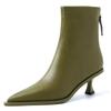 Fashion New Pointed 5.5cm Slim Heel Cowhide Back Zipper Short Boots European American Slimming Ladies' Temperament Ankle Boot Sizes34-43