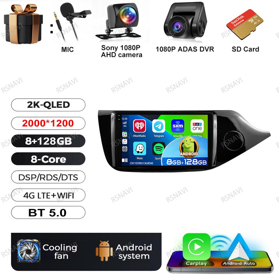 Android 16 Car Radio For Kia CEED 2 JD 2012 - 2018 RHD Video Player Multimedia Carplay Navigation Autoradio RDS Stereo 5G WIFI