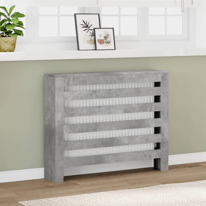 VidaXL Cache-radiateur gris béton 104x20x82 cm bois d'ingénierie, bouchon de radiateur, cache-radiateur haut, radiateur à 852693