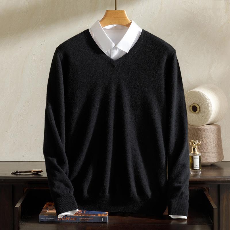 100% Pure Cashmere Shirt New V-Neck Pullover Sweater Long Sleeve Knitting