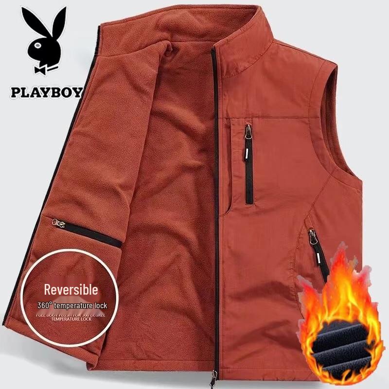 

PLAYBOY Men s Reversible Fleece-Lined Warm Vest 5XL