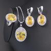 European-American Zircon Jewelry Set: Ring, Necklace, Earrings - Three-Piece Inlaid Zircon Collection