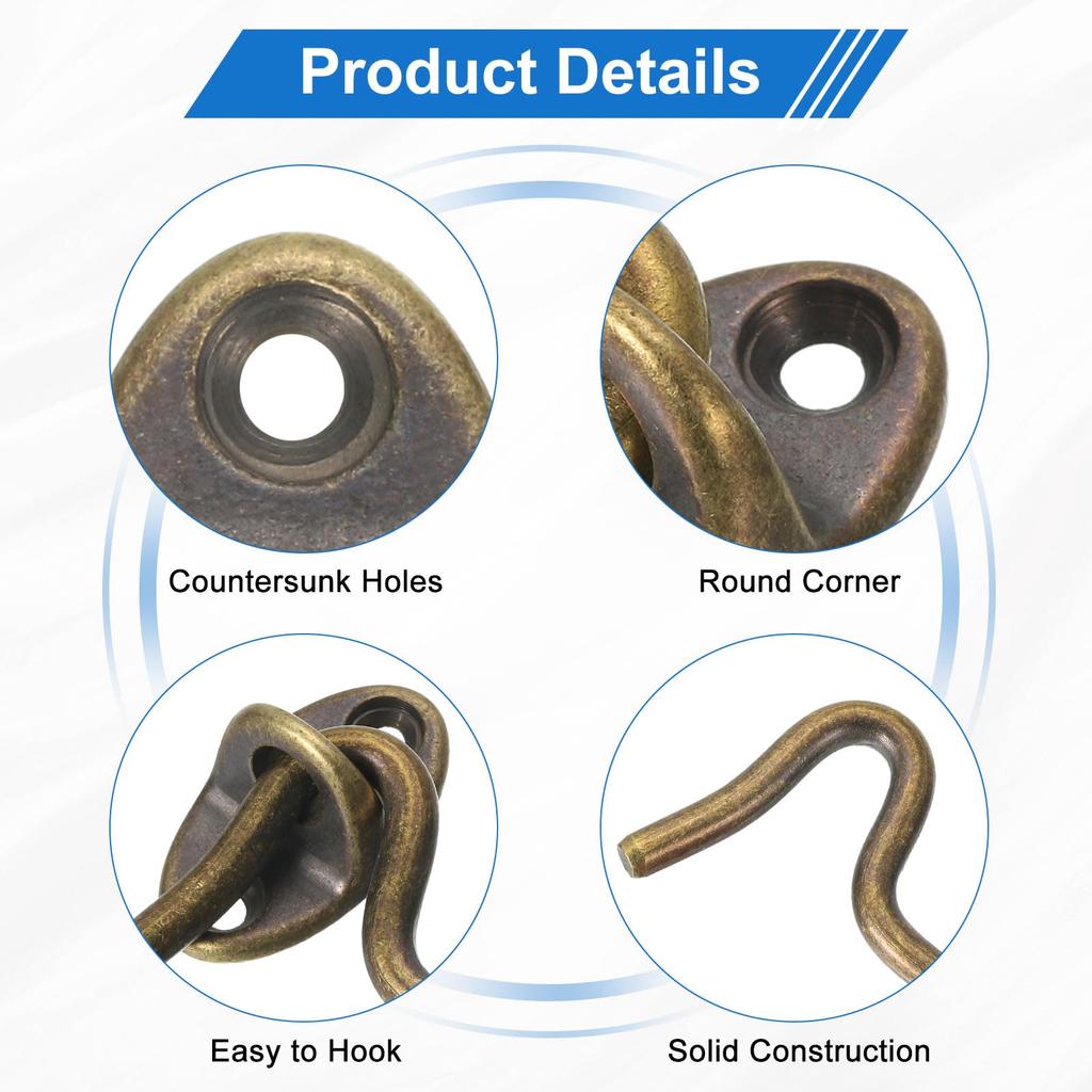 uxcell 4" Hook and Eye Latch, Barn Door Lock Brass Cabin Hook Privacy Door