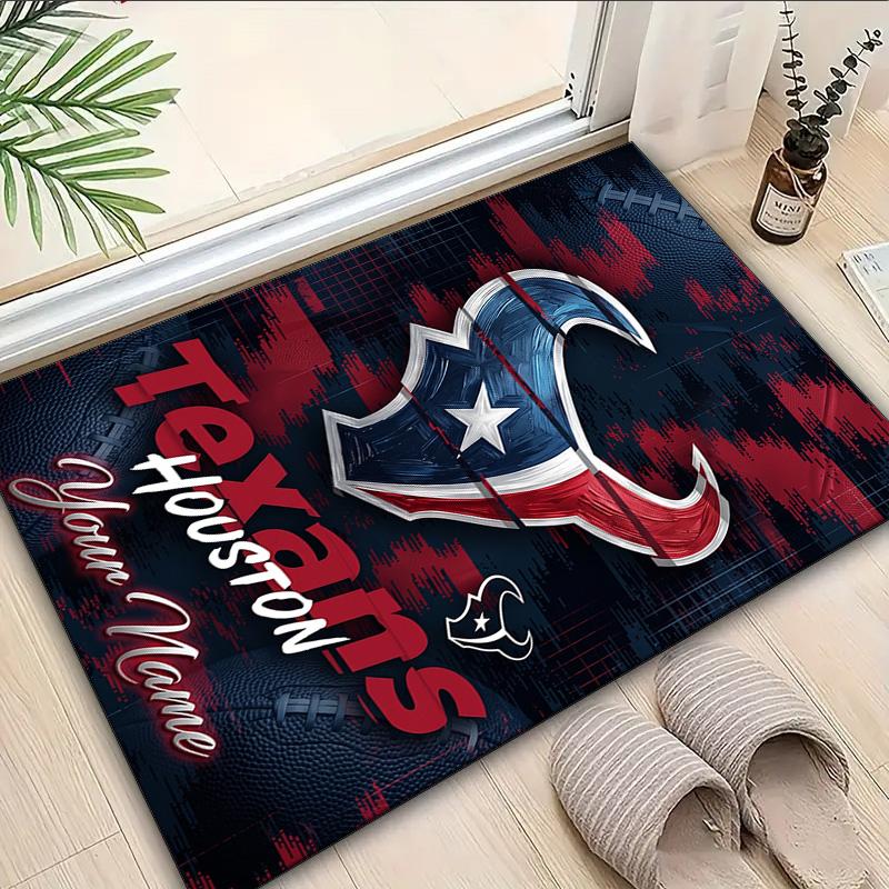 Custom Name Rug Basketball Texans Logo Area Rug Suitable for Indoor And Outdoor,Carpets for Homes, Offices,Living Rooms,Home Decor,Christmas Gift
