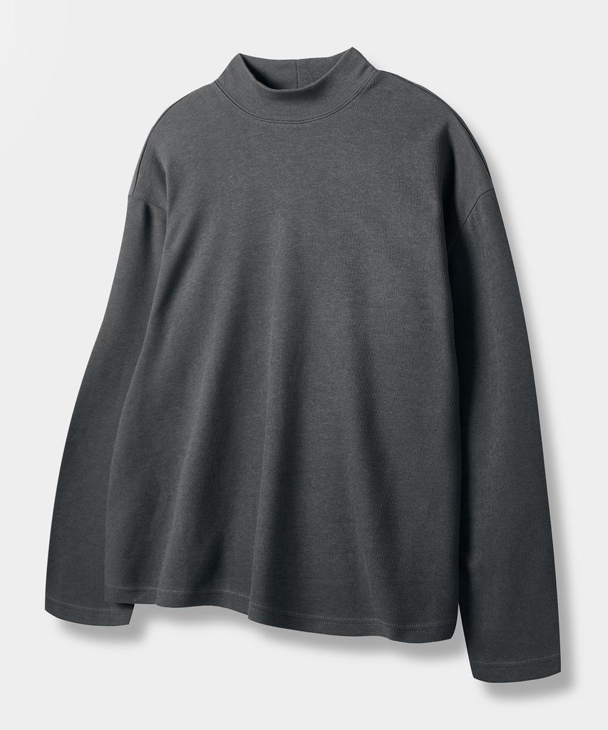 Dimiteulibeullaeg Comfort Half Mock Neck Knit T-Shirt_Charcoal
