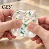 Christmas Stocking Stuffers Stress Cube Fidget Toy, Transparent Squeeze Toy with Glitter, Relaxation Hand Ball Sensory for Anxiety Relief &