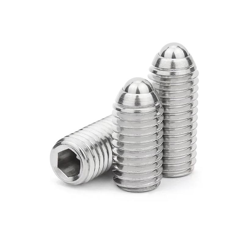 304 Stainless Steel Hex Socket Spring Plunger Screws with Press-Fit Ball Head