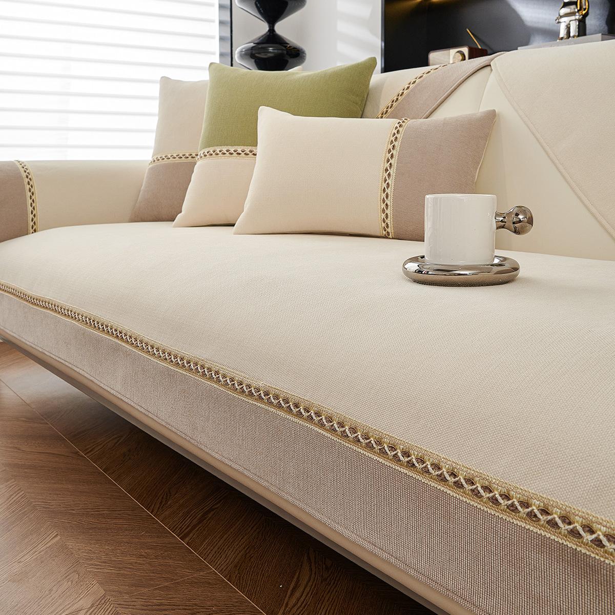 

New Chenier Non-Slip Sofa Cushion Universal Light Luxury Modern Simple Leather Sofa Cover 70*70cm