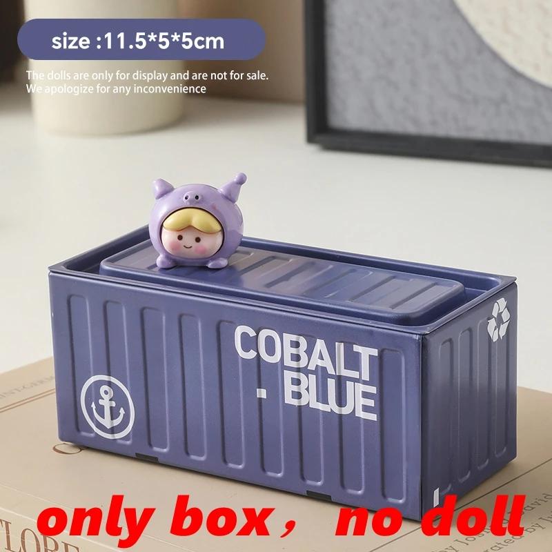 Container Mini Iron Box Small Container Model Storage Box Creative Desktop Ornament Storage Rack Multi-Functional Metal Box синий