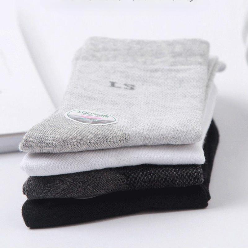 6 Pairs Men's Mid-Calf Socks Ultra-Thin Mesh Breathable Casual Anti-Odor Absorbent Summer Cotton Socks Comfortable All-Match Footwear