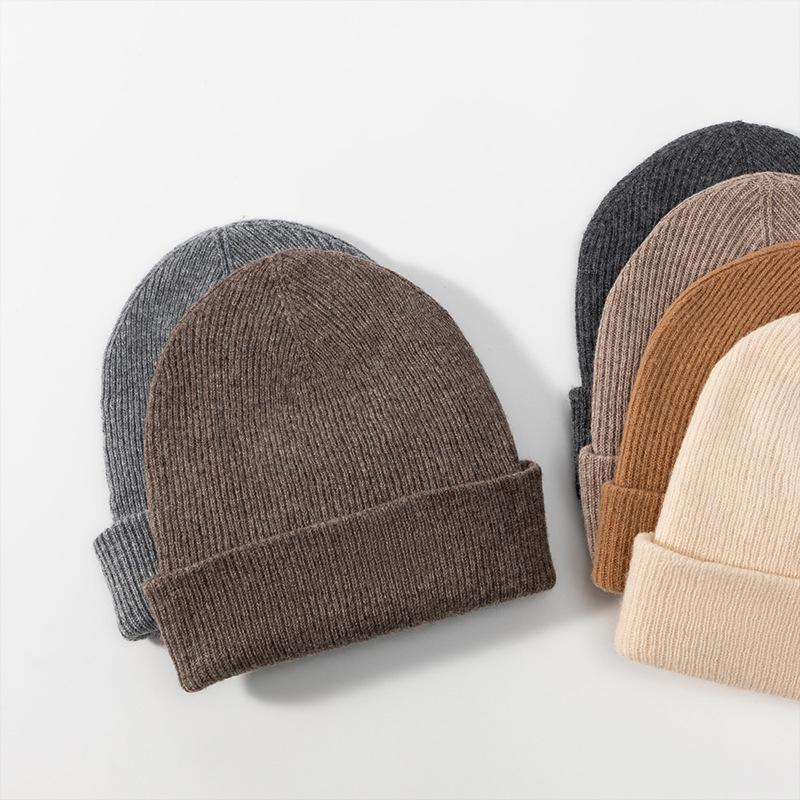 Premium Korean-Style Women's 100% Wool Knit Hat, Thickened for Warmth, Perfect for Autumn and Winter