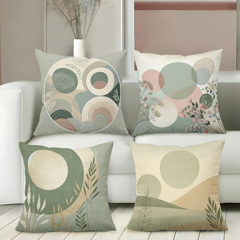 Modern Geometric And Floral Pattern Throw Pillows Polyester Pillowcase, Sofa Decorative Cushion Cov Headboard Pillow