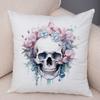 Coral Petal Skull Cushion Cover Double Print Orchid Watercolor Pillowcase Soft Plush Lavender Floral Skull Cushion Cover