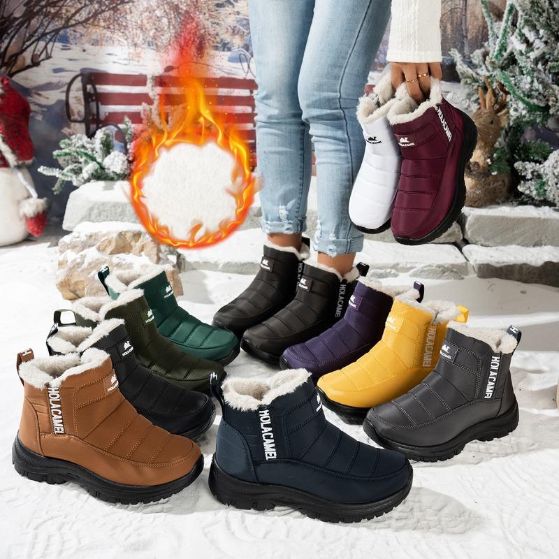 Women's snow boots fleece thickened warm outdoor waterproof women's shoes snow boots elastic mouth one pedal mountaineering boots