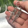 Gothic Punk Handmade Stainless Stell Spike Hoop Earrings for Women Grunge Byzantine Chainmail Chain Dangle Earrings