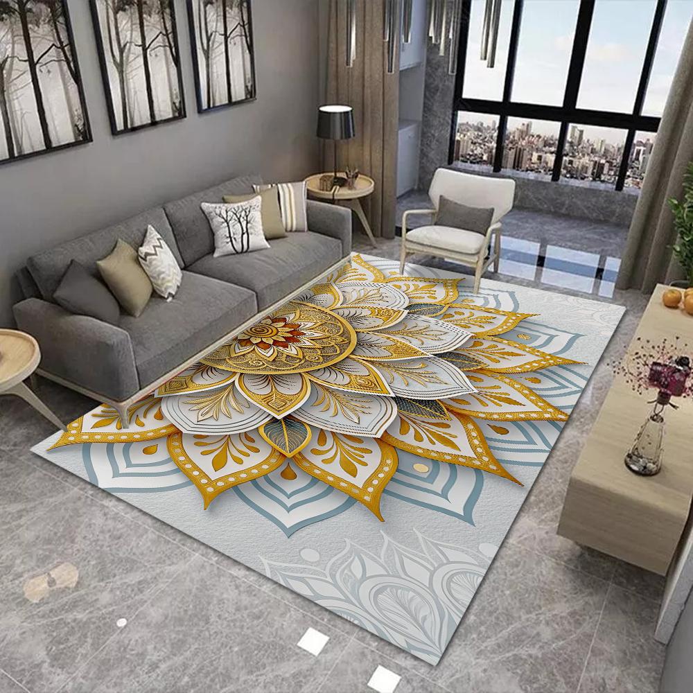 Mandala Carpet Mat Rug 3D Bohemian Colorful Floral Design Modern Living Room Home Decor Non-Slip Soft Floor Mat Bedroom Decor