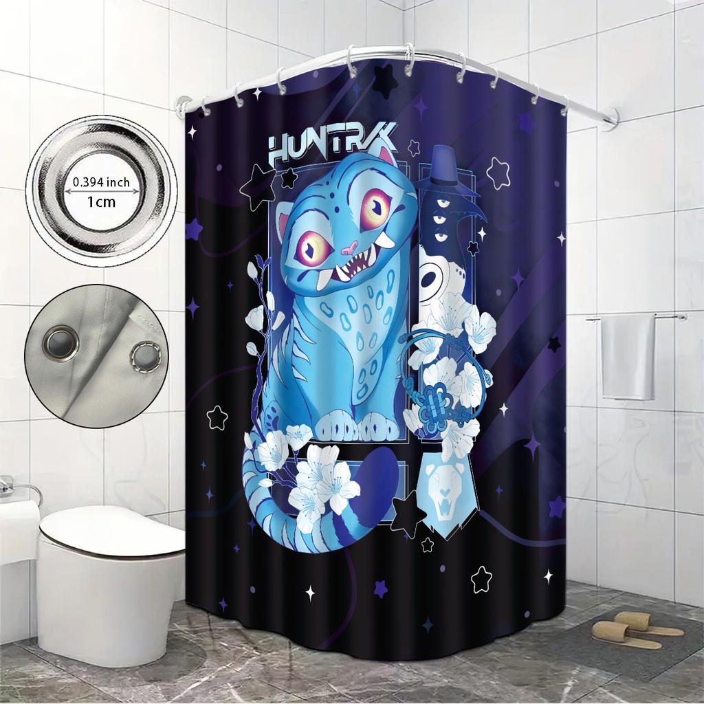 1pc K-Pop Demon Hunters Printed Waterproof Shower Curtain Multi Size Privacy Hanging Curtain with 12 Hooks Easy Installation
