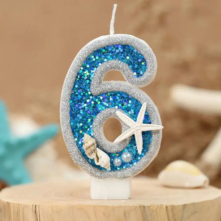 Ocean Starfish Conch Digital Candle, New Birthday Candle Creative Digital Handmade Candle Cakes Decoration Candle Ornament
