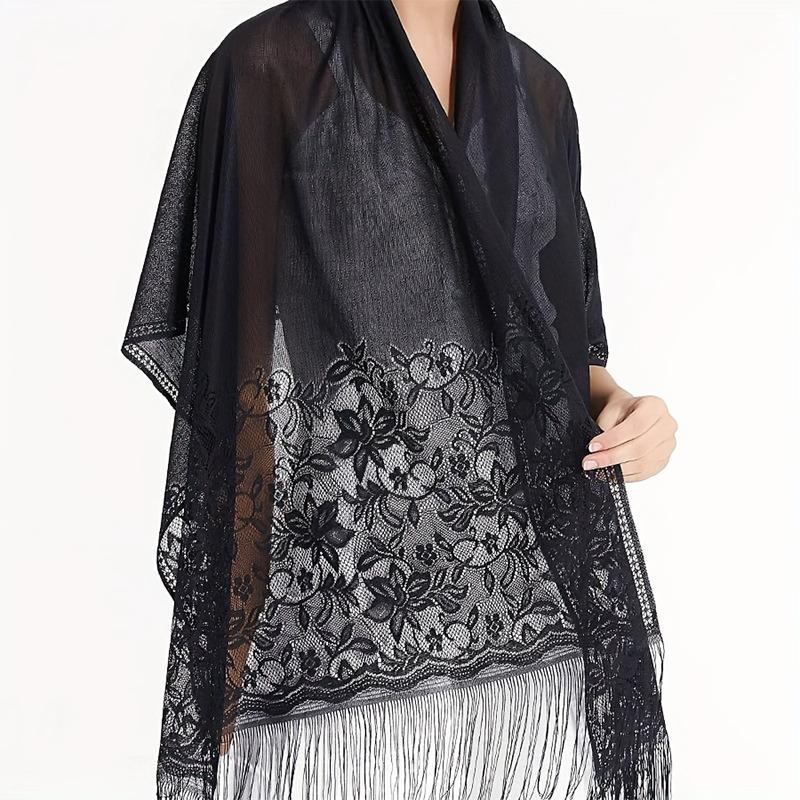 Spitze Blumenstickerei Langer Schal Damen Mode Haarschals Elegant Atmungsaktiv Outdoor Dame Hochzeits Schals Stola 170*65cm