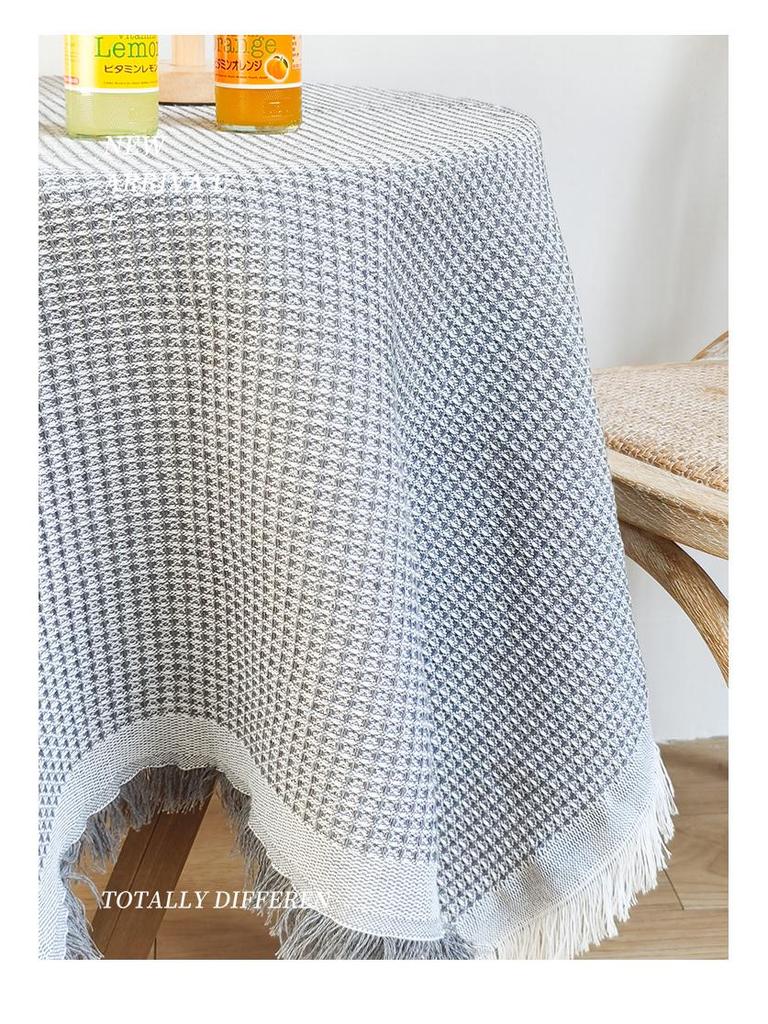 Boho Cotton Linen Tassel Tablecloth for Round Coffee & Dining Tables