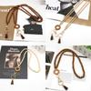 Charm Gift ID Badge Necklace Long Key Chains Accessory Beaded Lanyard Rattan Wood Bead Lanyard