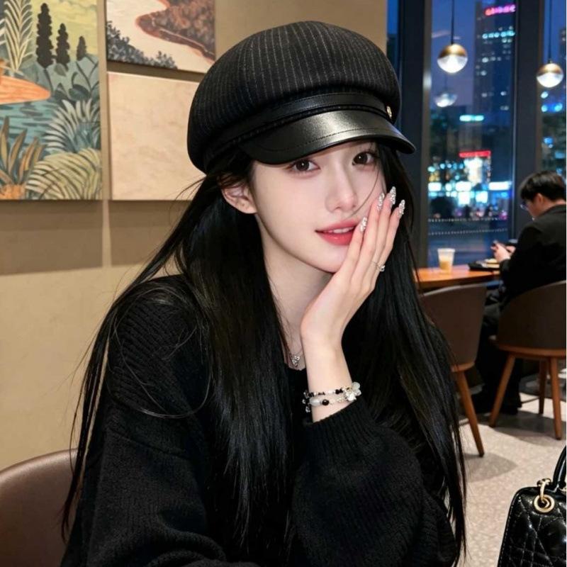 Octagonal beret women's autumn and winter retro British face small casual versatile newsboy duck tongue painter hat