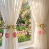 Adjustable Flower Pearl Curtain Buckle Romantic Curtains Tie Rope Tulip Curtain Straps  Home Decor