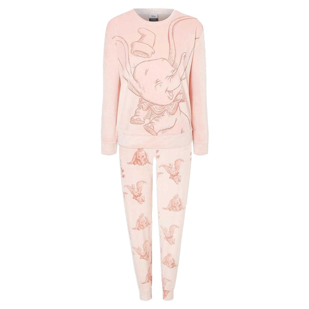 Dumbo Womens/Ladies Velour Long-Sleeved Long Pyjama Set
