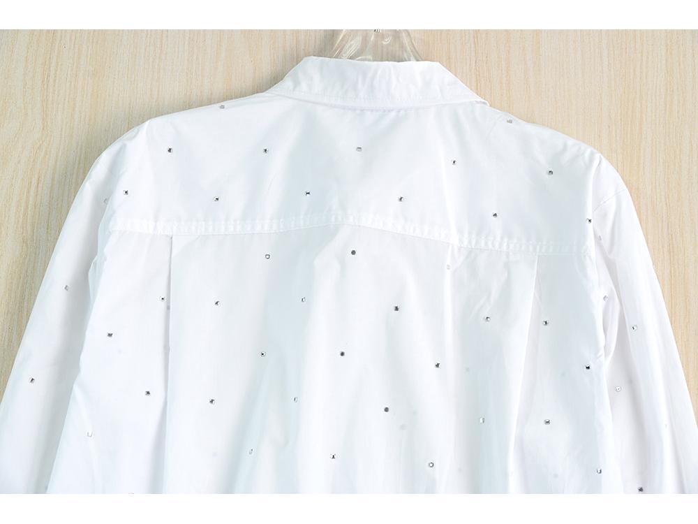 Siqi Women's Spring Rhinestone Long-Sleeve Casual Shirt