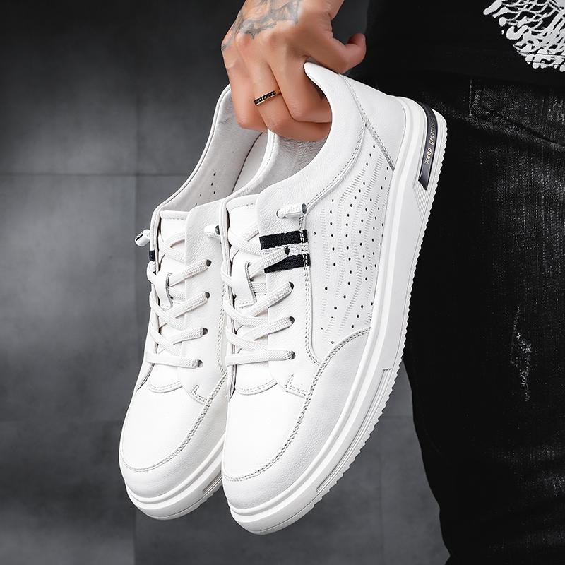 Fashion Genuine Leather Casual Men Shoes High Quality Classic White Hollow Out Men's Versatile Sneakers Flats Comfortable Mens Shoes