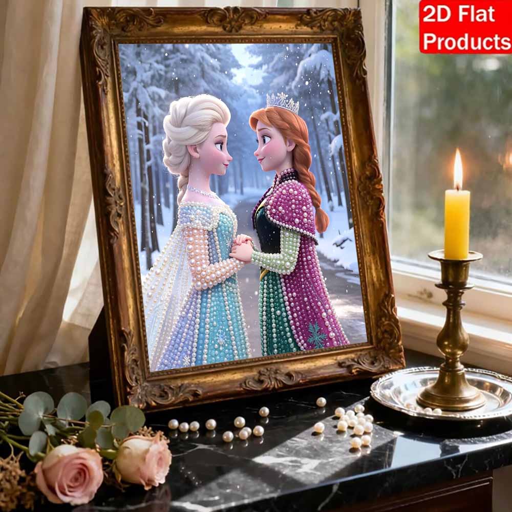 Disney Pearl Painting Frozen Elsa and Anna Sisterly Love 5D DIY Pearl Picture Crafts for Adults/Beginners Gift Ideas Home Decor