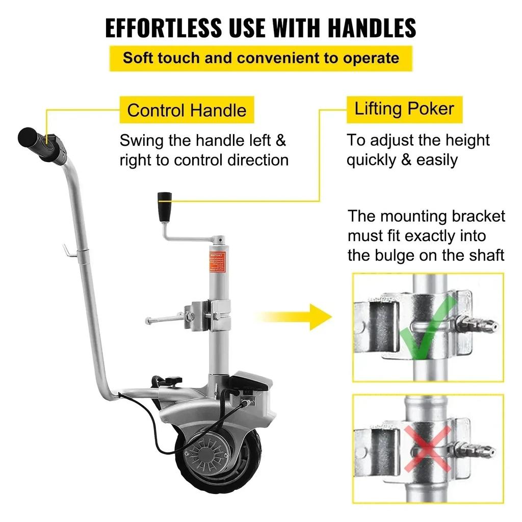 SIHAO 12V Motorised Jockey Wheel, Max 2270KG Load Capacity Electric Trailer Mover, Heavy Duty Wheel Dolly