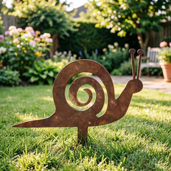 Schnecken-Ornamente Gartenstecker-Silhouetten Erdspieß Wetterbeständiges Eisen Retro Verwitterte Textur Figuren für Hof und Terrasse